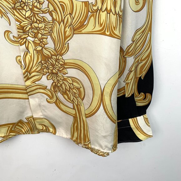 Versace Baroque Print Button-Up Silk Shirt - Picture 4 of 8